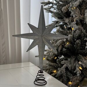 Galvanized metal star tree topper.